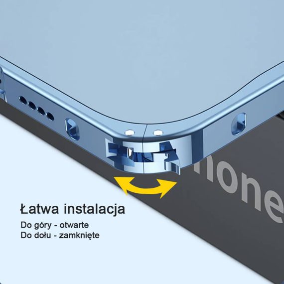 etui iphone 13 pro górski błękit, metalowa ramka bumper_8