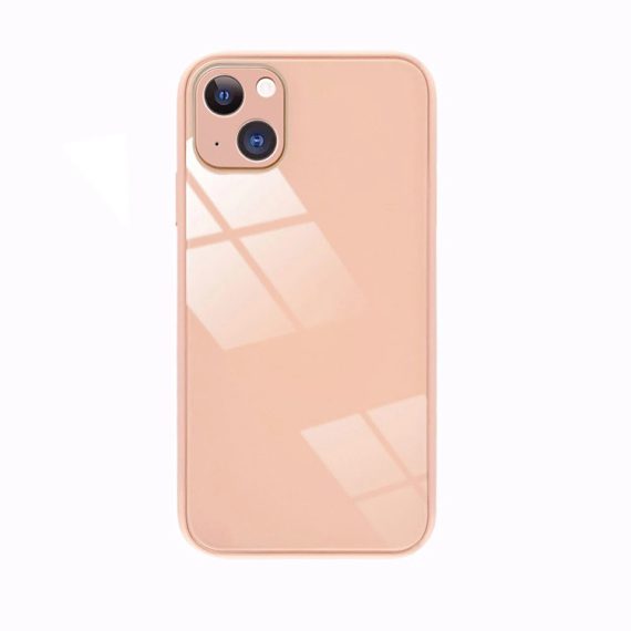 Etui do iPhone 13 szklany tył stylowe pudrowo-różowe