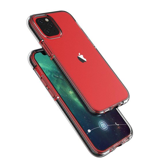 Etui do iPhone 13 Pro Spring żelowe czerwone z jasnoniebieską ramką