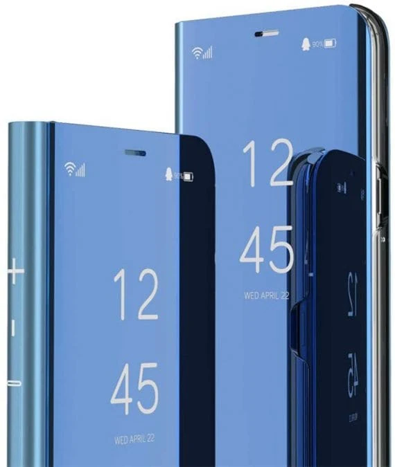 Etui iPhone 13 Pro Mirror View zamykane typu książka, eleganckie lustrzane, niebieskie