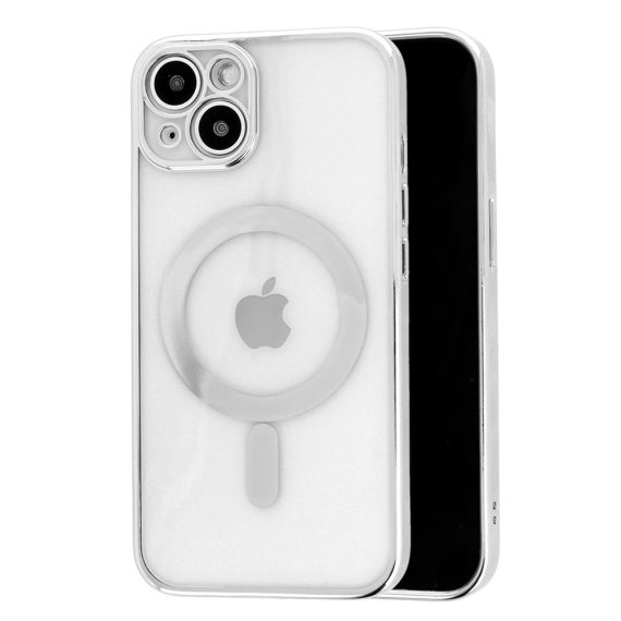 Etui do iPhone 13 Mini srebrne premium MagSafe z osłoną kamery