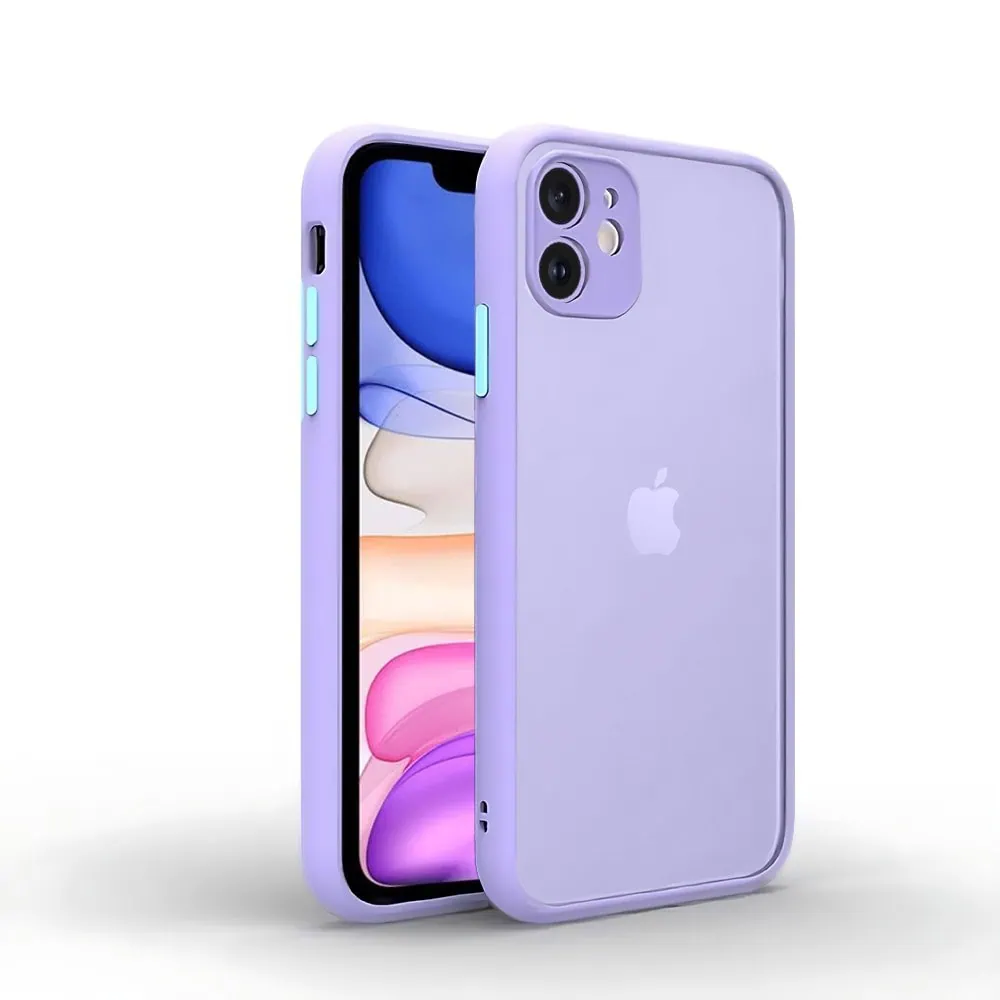 etui do iphone 11 półprzeźroczyste matowe z ochroną aparatu, fioletowe