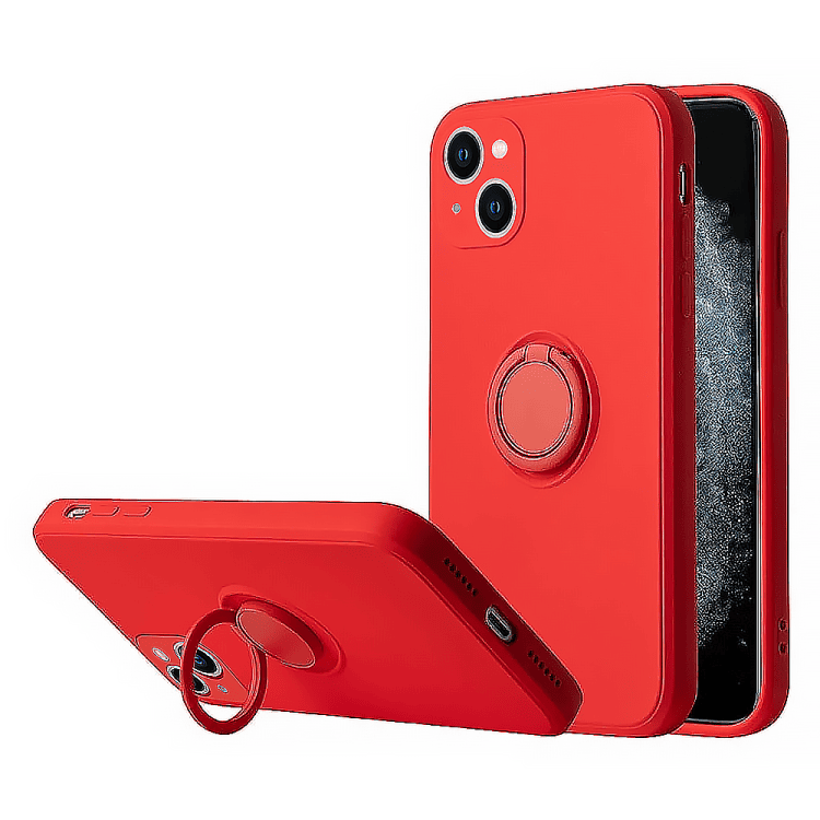 etui do iphone 13 mini magnetic ring matowe nie widać śladów, uchwyt magnetyczny 360° ze smyczą czerwony