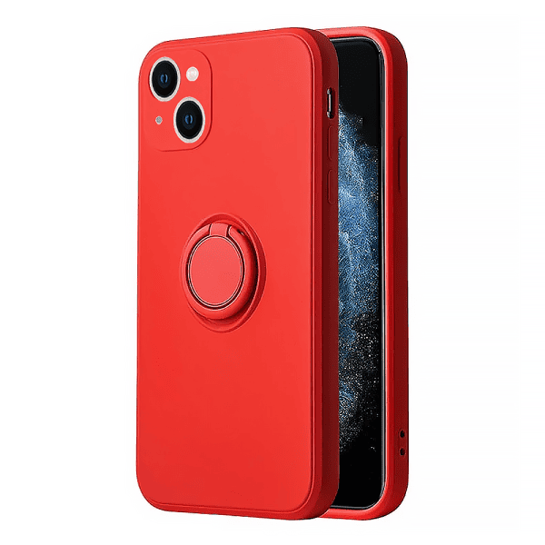 etui do iphone 13 mini magnetic ring matowe nie widać śladów, uchwyt magnetyczny 360° ze smyczą czerwony