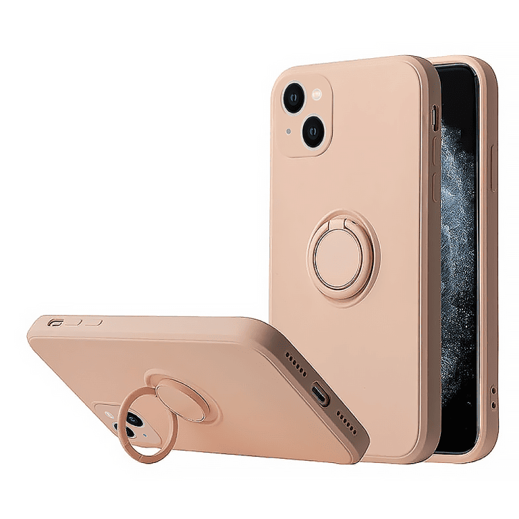 etui do iphone 13 mini magnetic ring matowe nie widać śladów, uchwyt magnetyczny 360° ze smyczą, jasnoróżowy
