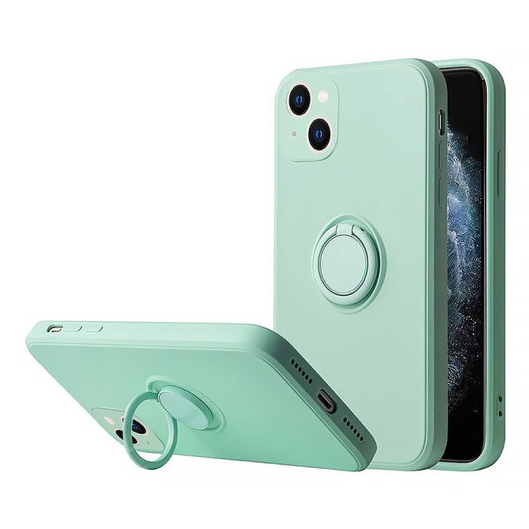 etui do iphone 13 mini magnetic ring matowe nie widać śladów, uchwyt magnetyczny 360° ze smyczą miętowy