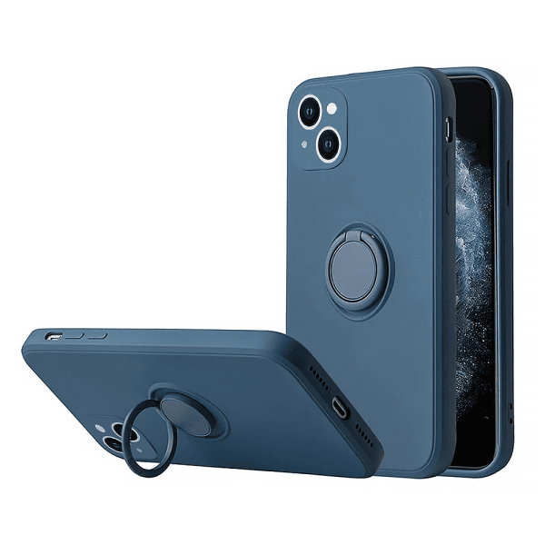 etui do iphone 13 mini magnetic ring matowe nie widać śladów, uchwyt magnetyczny 360° ze smyczą, niebieski