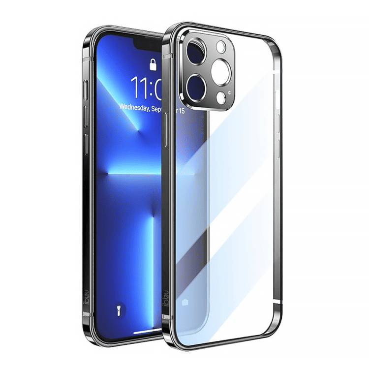 etui do iphone 13 pro max ibizu elite skin ultra cienkie, krystalicznie czyste z metalową ramką, czarne