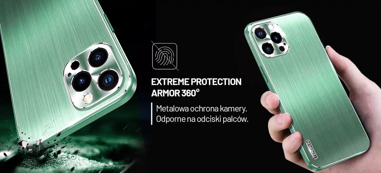 etui do iphone 13 pro lotnicze aluminium extreme protection armor 360° jasno zielony
