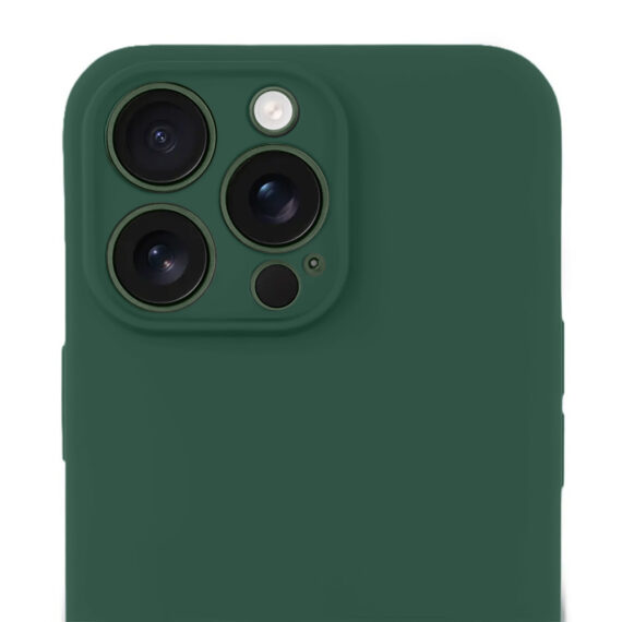 Etui do iPhone 13 Pro silikonowe z mikrofibrą soft touch z osłoną na aparat, butelkowo zielone (3)