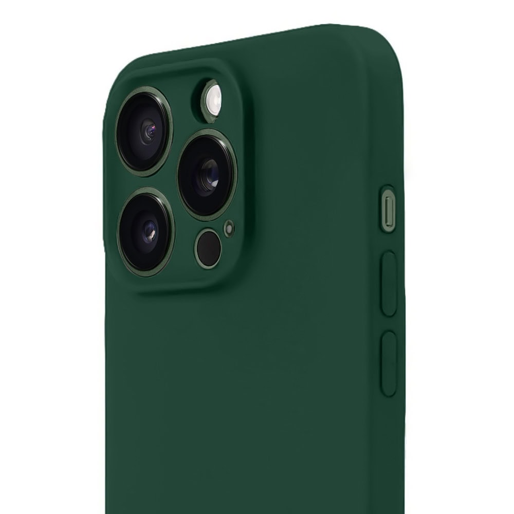 Etui do iPhone 13 Pro silikonowe z mikrofibrą soft touch z osłoną na aparat, butelkowo zielone (6)