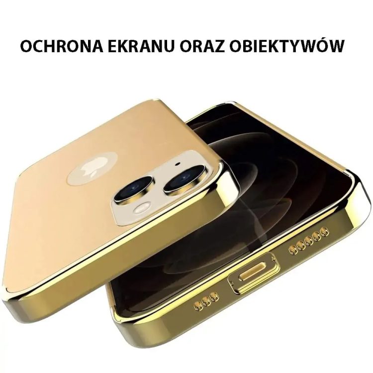 Etui do iPhone 13 eleganckie cienkie z widocznym logo złote_1 etui do iphone 13 eleganckie cienkie z widocznym logo złote 1