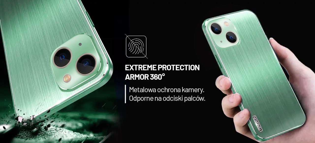 etui do iphone 13 lotnicze aluminium extreme protection armor 360° jasno zielony