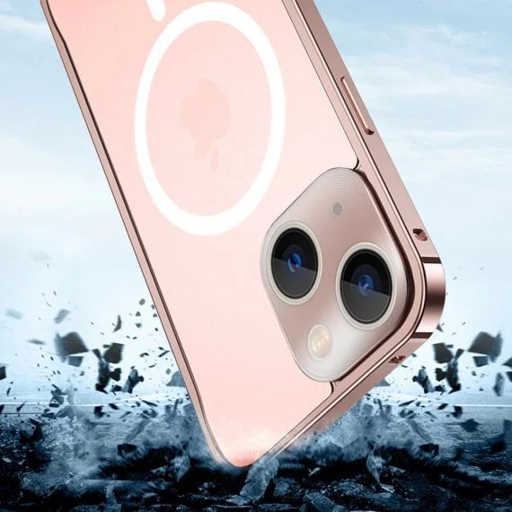 etui do iphone 13 lotnicze aluminium protection matte armor 360° matowy tył z magsafe, różowe złoto (6)