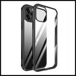 etui do iphone 13 pro black elite skin ultra cienkie, krystalicznie czyste z metalową ramką, czarny
