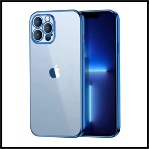 etui do iphone 13 pro blue elite skin ultra cienkie, krystalicznie czyste z metalową ramką, górski błękit
