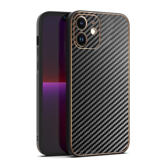 Etui do iPhone 11 Carbon Luxury skórzane z ochroną aparatu, czarne eleganckie