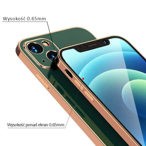 etui surphy do iphone 13 z nadrukiem, szmaragdowe ze złotą ramką 1 (5)