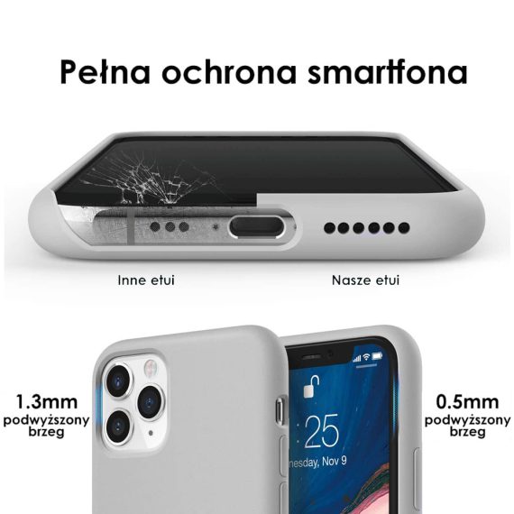 etui do iphone 11 pro silikonowe z mikrofibrą premium soft touch szare 4