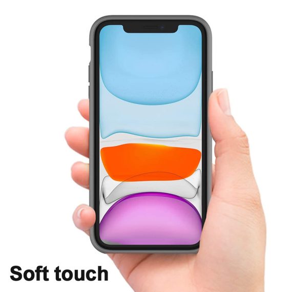 etui do iphone 11 silikonowe z mikrofibrą premium soft touch szare 4