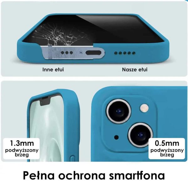 etui do iphone 12 silikonowe z mikrofibrą premium soft touch niebieskie 11