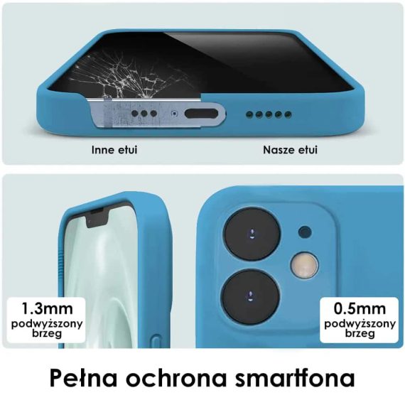 etui do iphone 12 silikonowe z mikrofibrą premium soft touch niebieskie 111