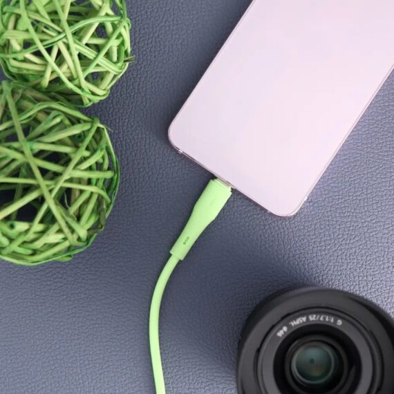 Kabel 2xUSB Typ C do iPhone 151617, tableta, laptopa, szybkie ładowanie PD, QC 4.0, SUPERVOOC, 1 metr, zielony (1)