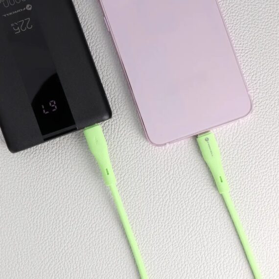 Kabel 2xUSB Typ C do iPhone 151617, tableta, laptopa, szybkie ładowanie PD, QC 4.0, SUPERVOOC, 1 metr, zielony (4)