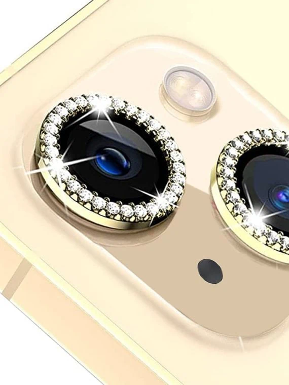 luksusowa diamentowa osłona obiektywów, szkło na aparat iphone 13 pro złote