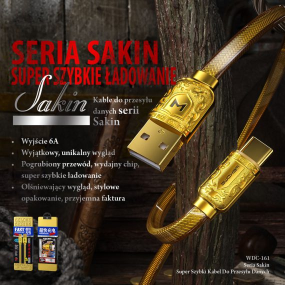 pol pl wk design sakin series kabel szybkiego ladowania transmisji danych usb lightning 6a 1m zloty wdc 161 88374 3 got