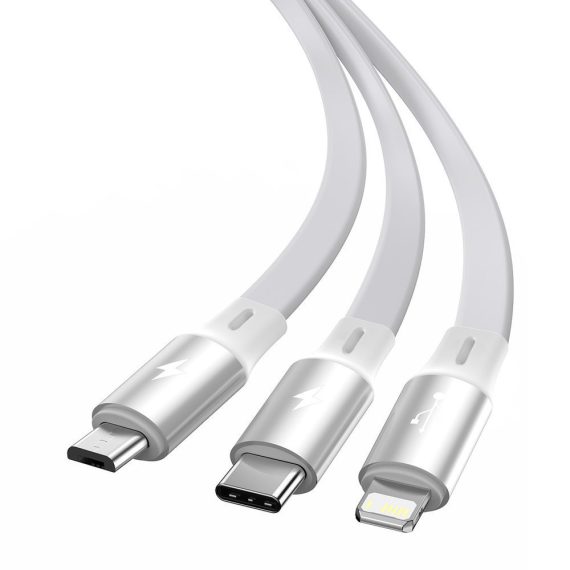 Kabel 3w1 USB - USB Lightning, TYP C, Micro USB 1,2m, biały