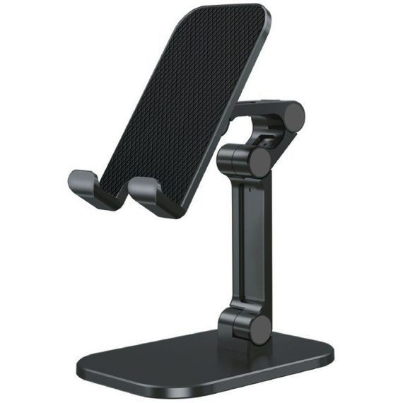 Uchwyt stojak regulowany na biurko do telefonu, składany, czarny
