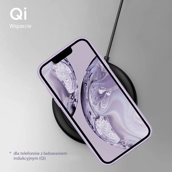 etui do iphone 13 pro max silikonowe z mikrofibrą premium soft touch fioletowe