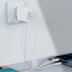 Ładowarka sieciowa 3w1 gan 65w pd qc4.0 2x usb + usb typ c