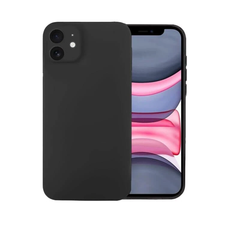 Etui do iPhone 11 silikonowe z mikrofibrą soft touch z osłoną na aparat, czarne (2)