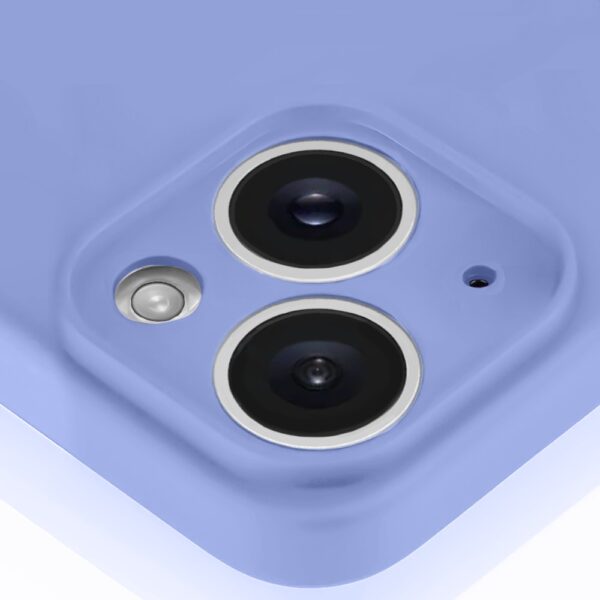 Etui do iPhone 13 silikonowe z mikrofibrą premium soft touch z osłoną na aparat, fioletowe liliowe (4)
