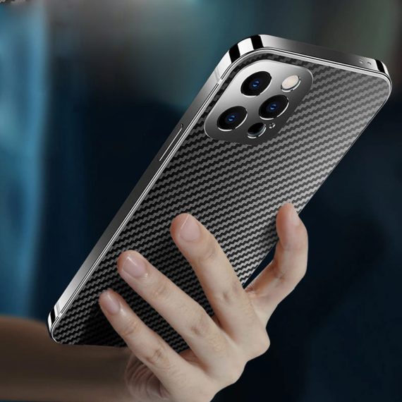 etui do iphone 13 pro max elite skin carbon edition, cienkie luksusowe, czarne