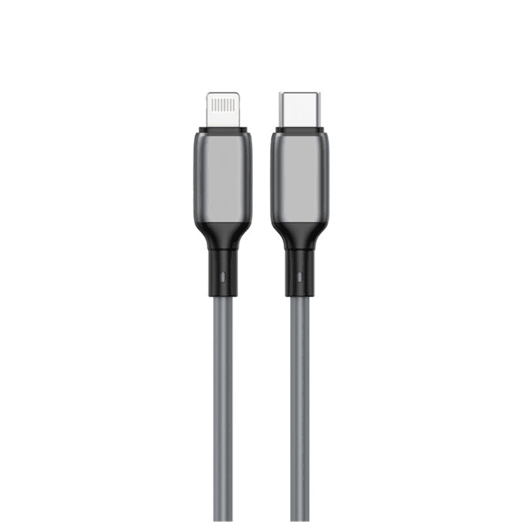 kabel usb typ c lightning, 65w pd bardzo szybkie ładowanie, 1 metr, szary