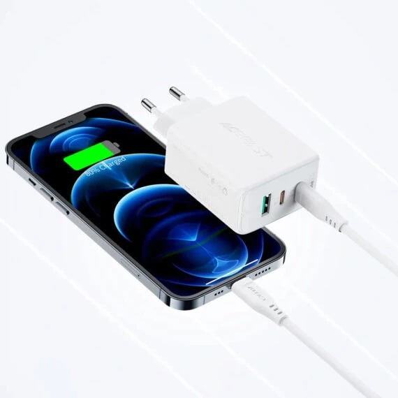 Ładowarka sieciowa 3w1 2x USB Typ C : USB 65W, PD, QC 3.0, AFC, FCP 31