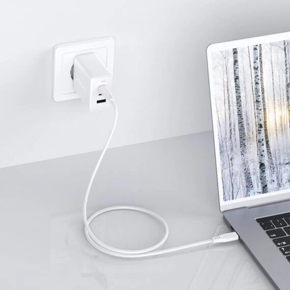 Ładowarka sieciowa 3w1 2x USB Typ C : USB 65W, PD, QC 3.0, AFC, FCP1