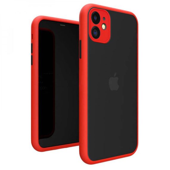 Etui do iPhone 11 półprzeźroczyste matowe z ochroną obiektywu, czerwone