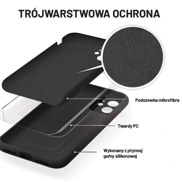 etui do iphone 11 silikonowe z mikrofibrą premium soft touch czarny