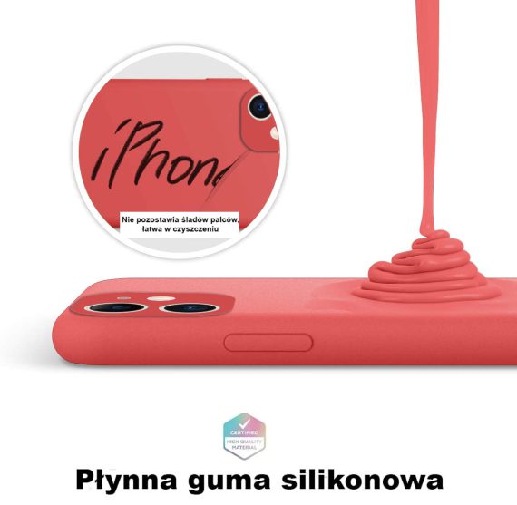 etui do iphone 11 silikonowe z mikrofibrą premium soft touch czerwony