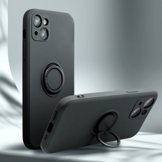 etui do iphone 13 magnetic ring matowe nie widać śladów, uchwyt magnetyczny 360° ze smyczą czarny