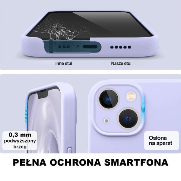 etui do iphone 13 mini silikonowe z mikrofibrą premium soft touch fioletowe liliowe (kopia)