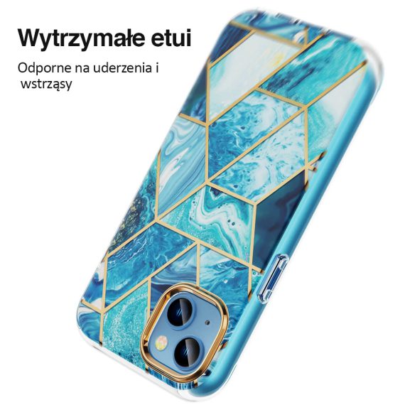 etui do iphone 13 pro 2w1 supgold cosmo marble zintegrowana osłona ekranu, złote niebieskie (kopia)