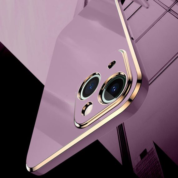 etui do iphone 13 pro luksusowe błyszczące ze złotą ramką i osłona na aparat, fioletowy (kopia)