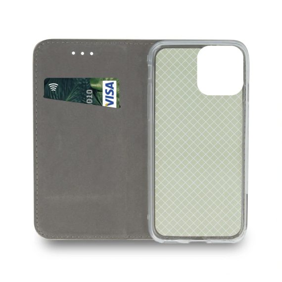 etui do iphone 13 pro max eleganckie stylowe ciemnozielone z magnetyczną klapką