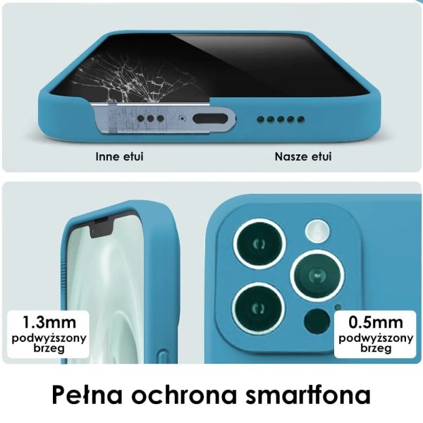 etui do iphone 13 pro max silikonowe z mikrofibrą premium soft touch niebieski (kopia)