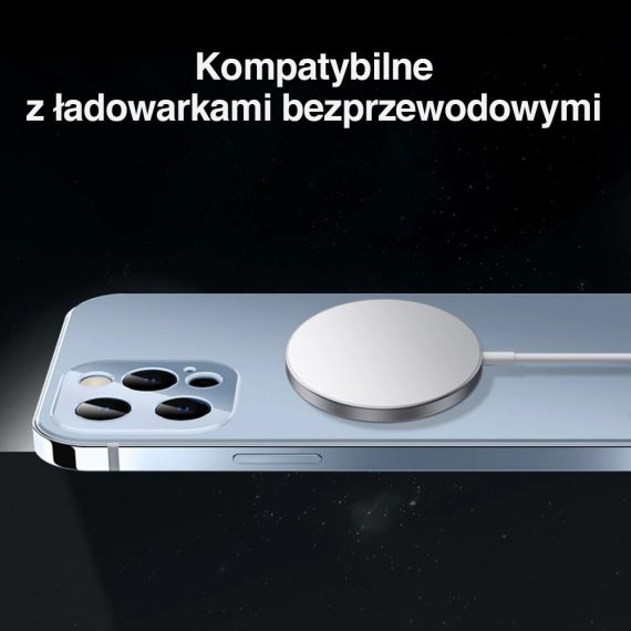 etui do iphone 13 pro luxury skin protect cienkie, metalowa ramka, niebieski tył